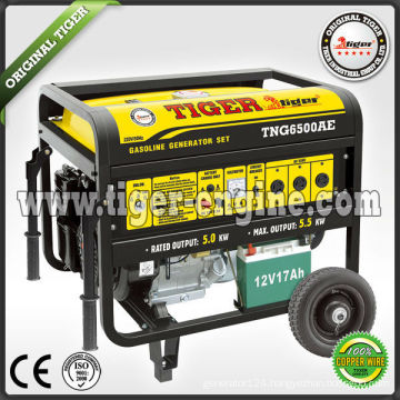 key start gasoline generator 5kv with wheels and handles